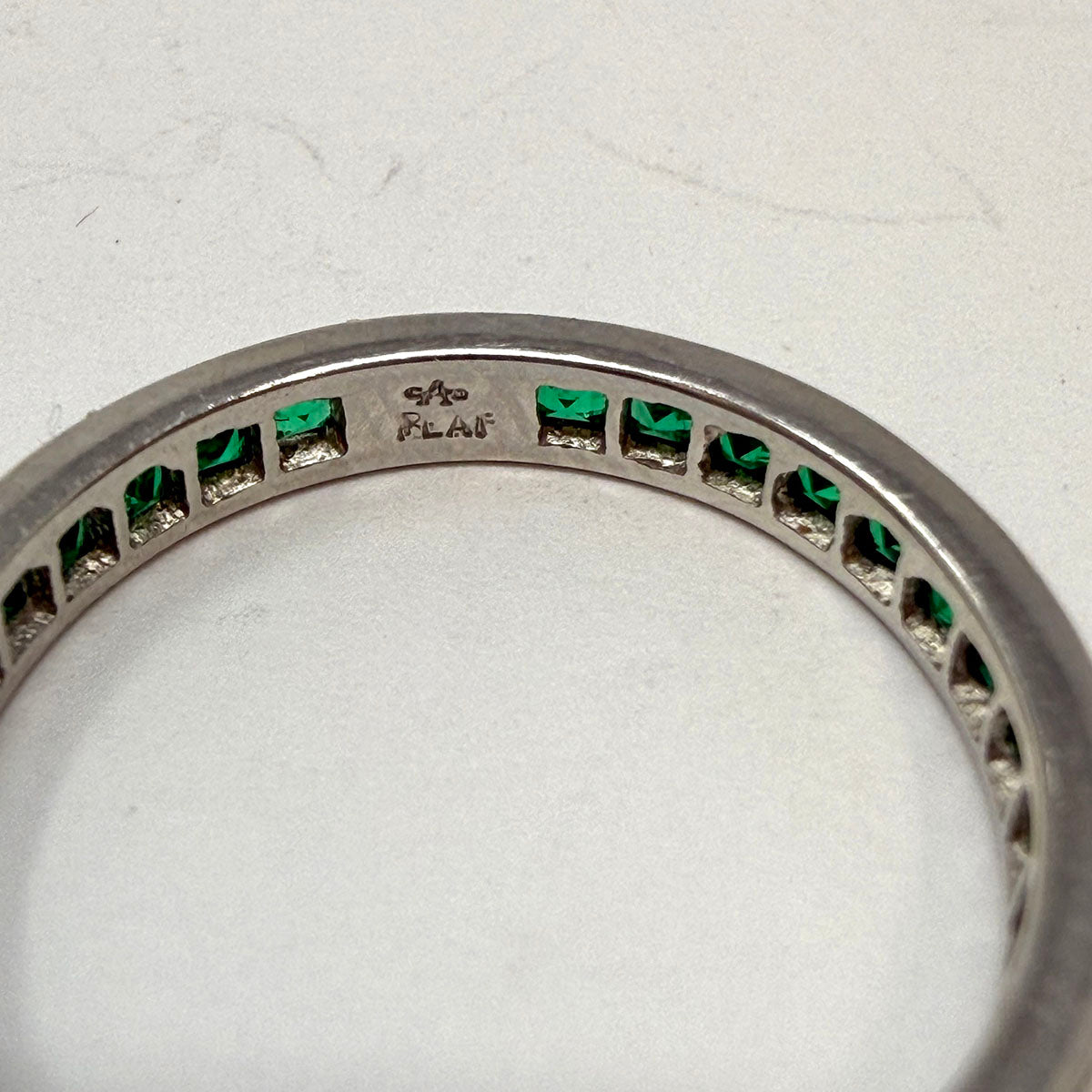 Platinum Ring with 34  Square Faceted Emerald