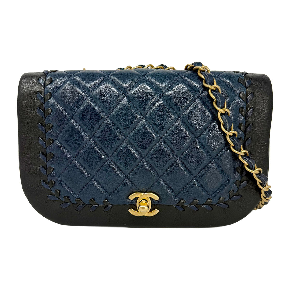 Chanel Bicolor Braided Saddle  Crossbody