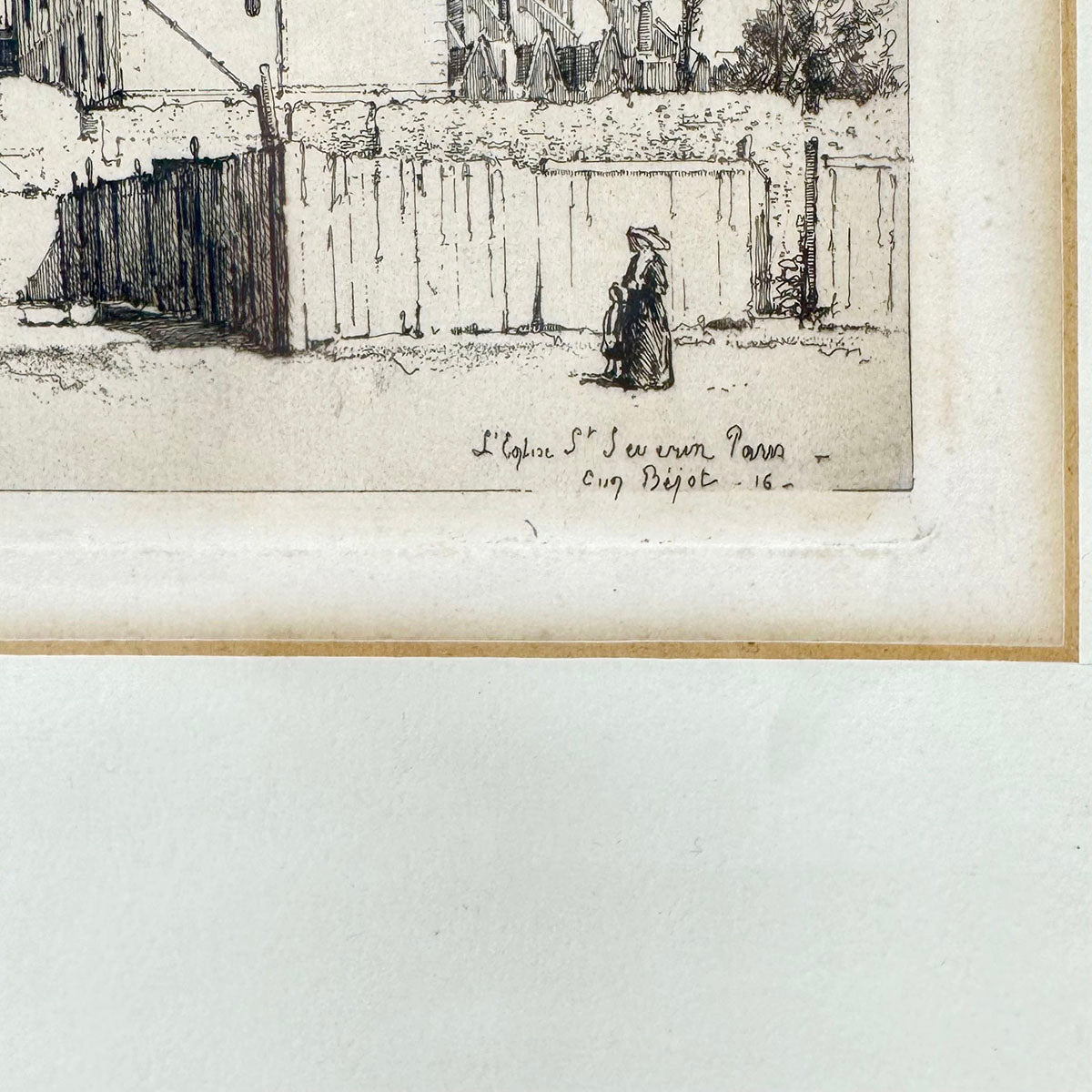 Framed Etching "The Church of Saint-Severin, Paris" Signed 1916