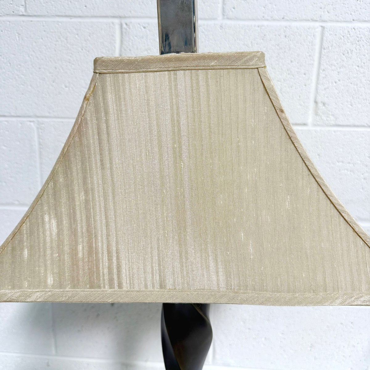 Pair of Twisted Column with Clear Orb and Metal Base Lamps