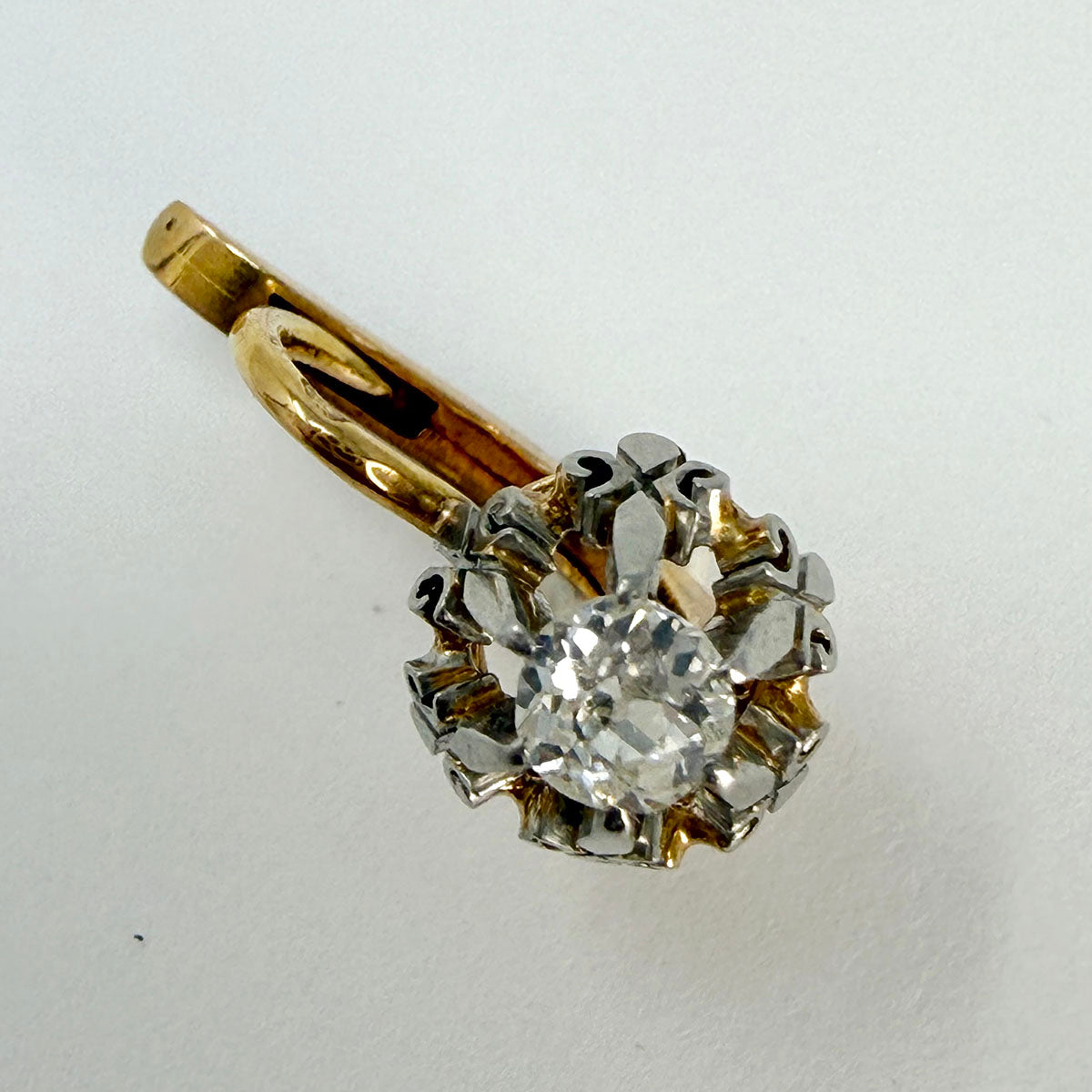 Platinum and Rose Gold Antique Diamond Drop Earrings