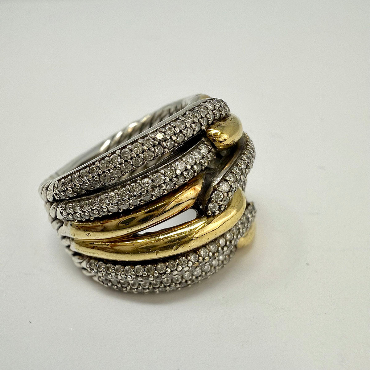 David Yurman Diamond Labyrinth Triple Loop Ring