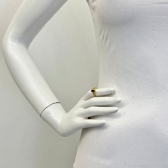 Armand Jacoby 18K Gold Ring with 6 Baguette Diamonds and Sapphire