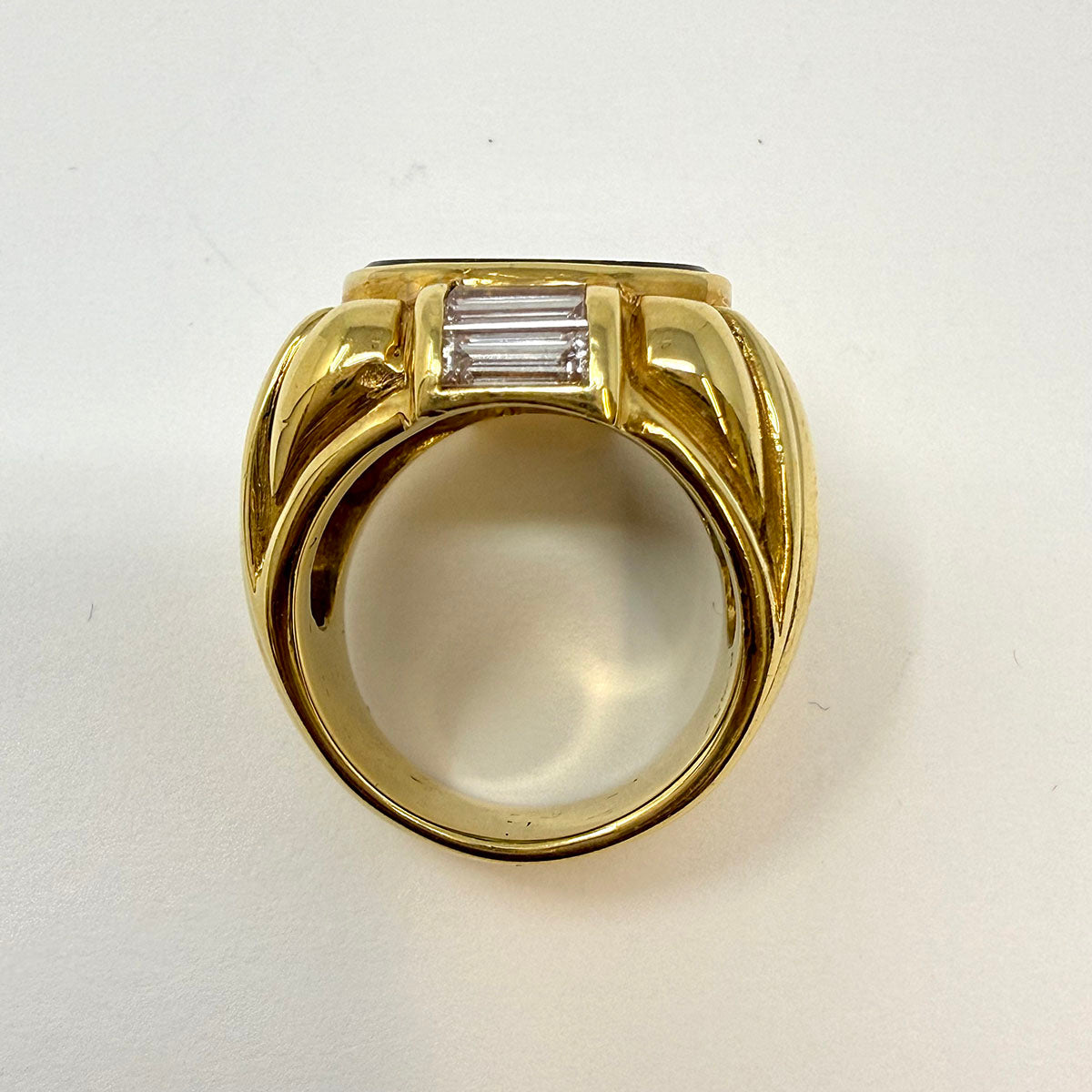 Susan Berman 18K Gold Ring with Oval Carved Intaglio Eros and Lion Tourmaline