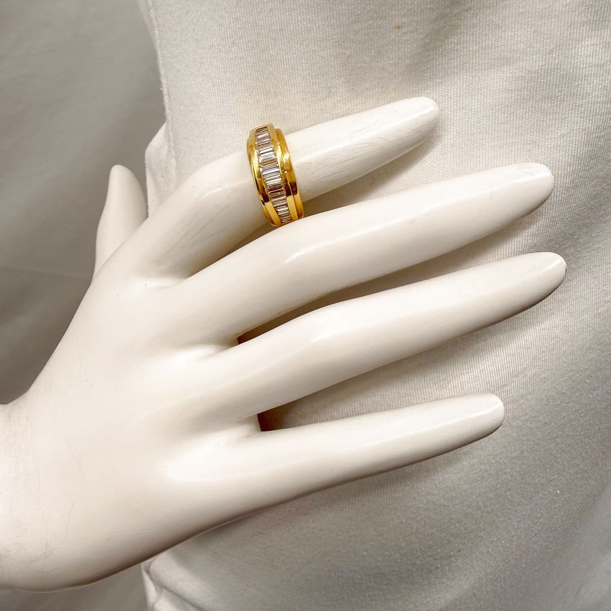 Susan Berman 18K Gold Ring with18 Straight Baguette  Diamonds