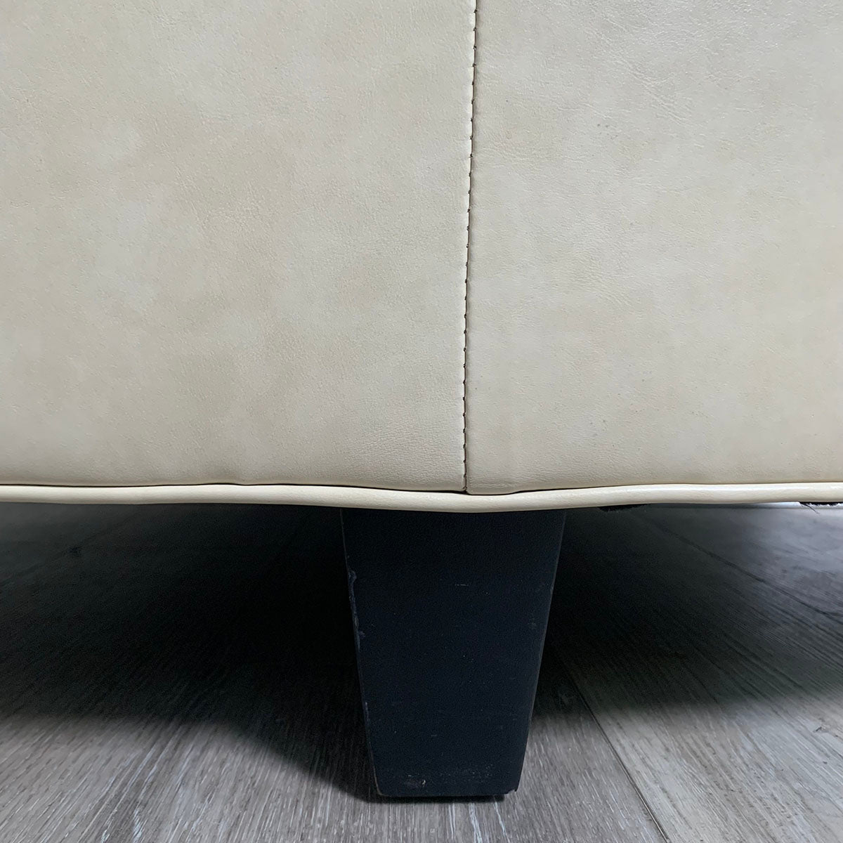Leather Cream Ottoman