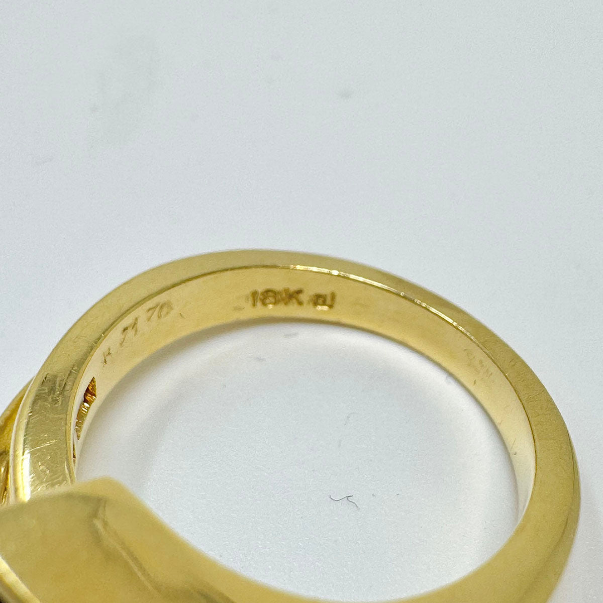 Armand Jacoby 18K Gold Ring with 6 Baguette Diamonds and Sapphire
