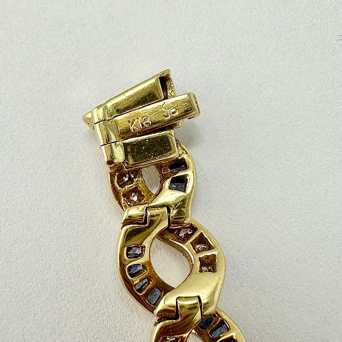 18K Gold Twist 5.25ct Sapphire and 1.54ct. Diamond Tennis Bracelet
