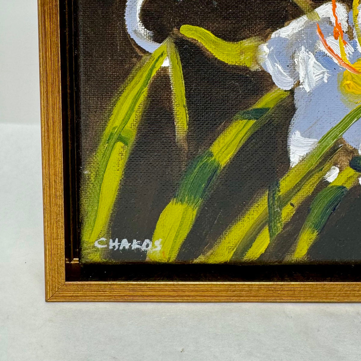 "White Stargazer Lily" Painting Signed