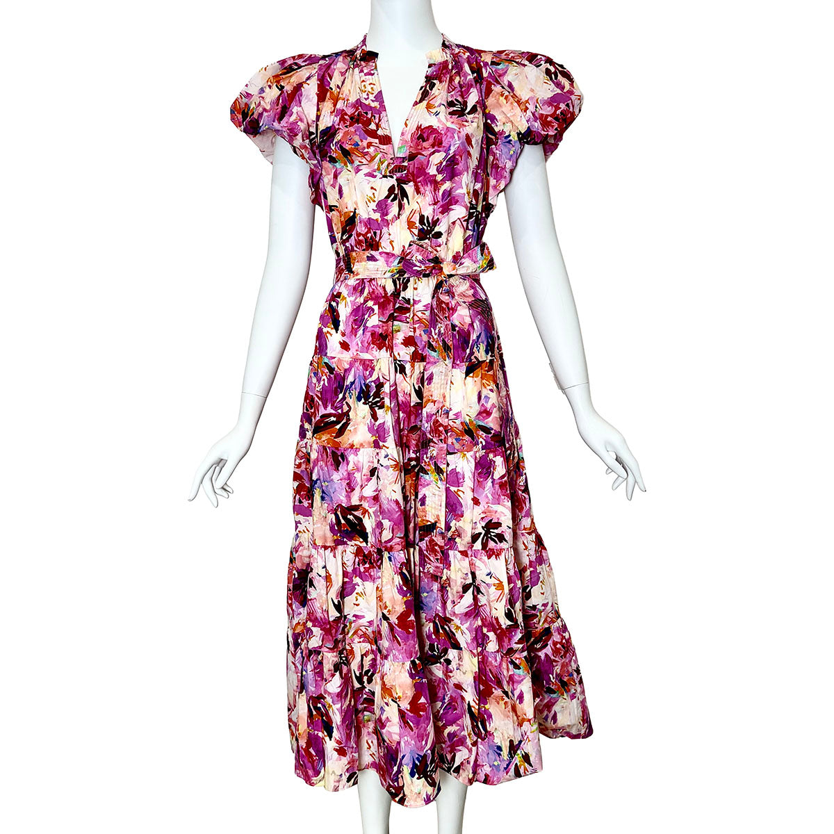 Ulla Johnson Tiered Printed Dress with Belt