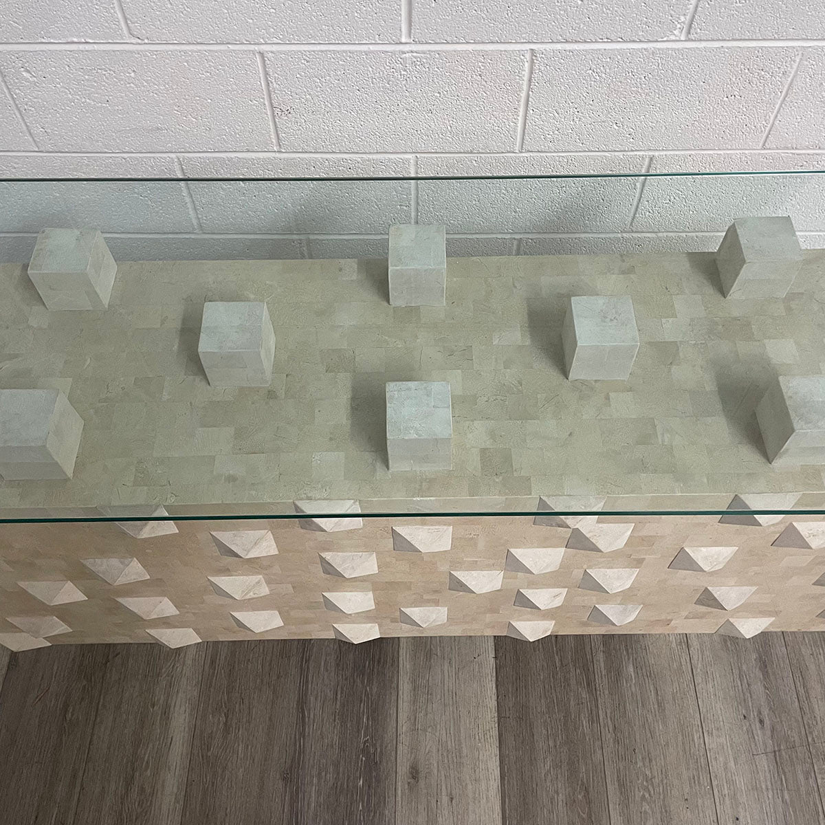 Glass Top Console with Sculptural base