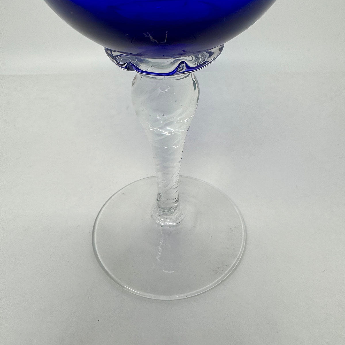 Set of 6 Cobalt Blue White Wine Glasses