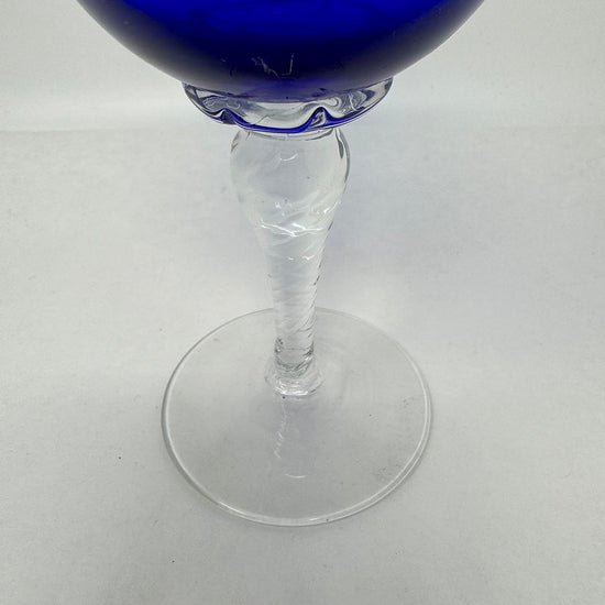 Set of 6 Cobalt Blue White Wine Glasses