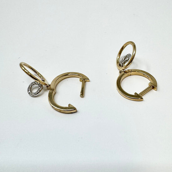 14K Gold Diamond Circle Huggie Earrings