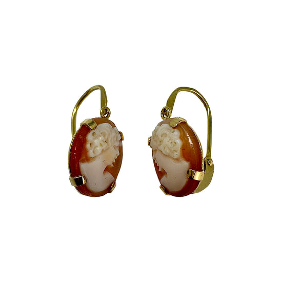 14K Gold Cameo  Earrings