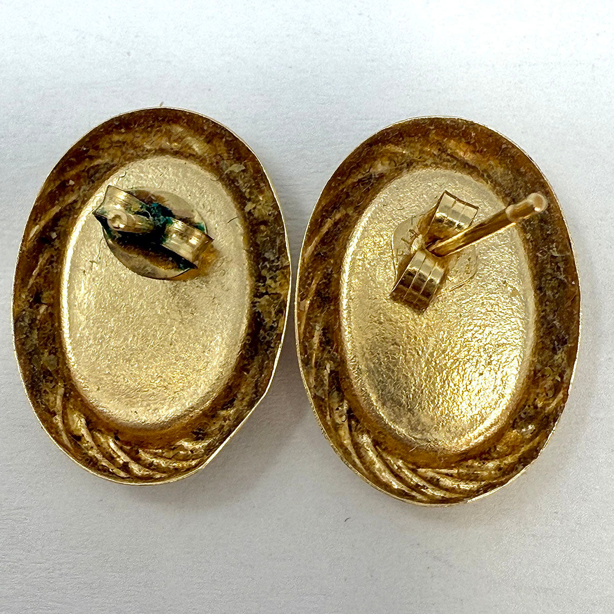 14K Gold Oval Earrings with Onyx