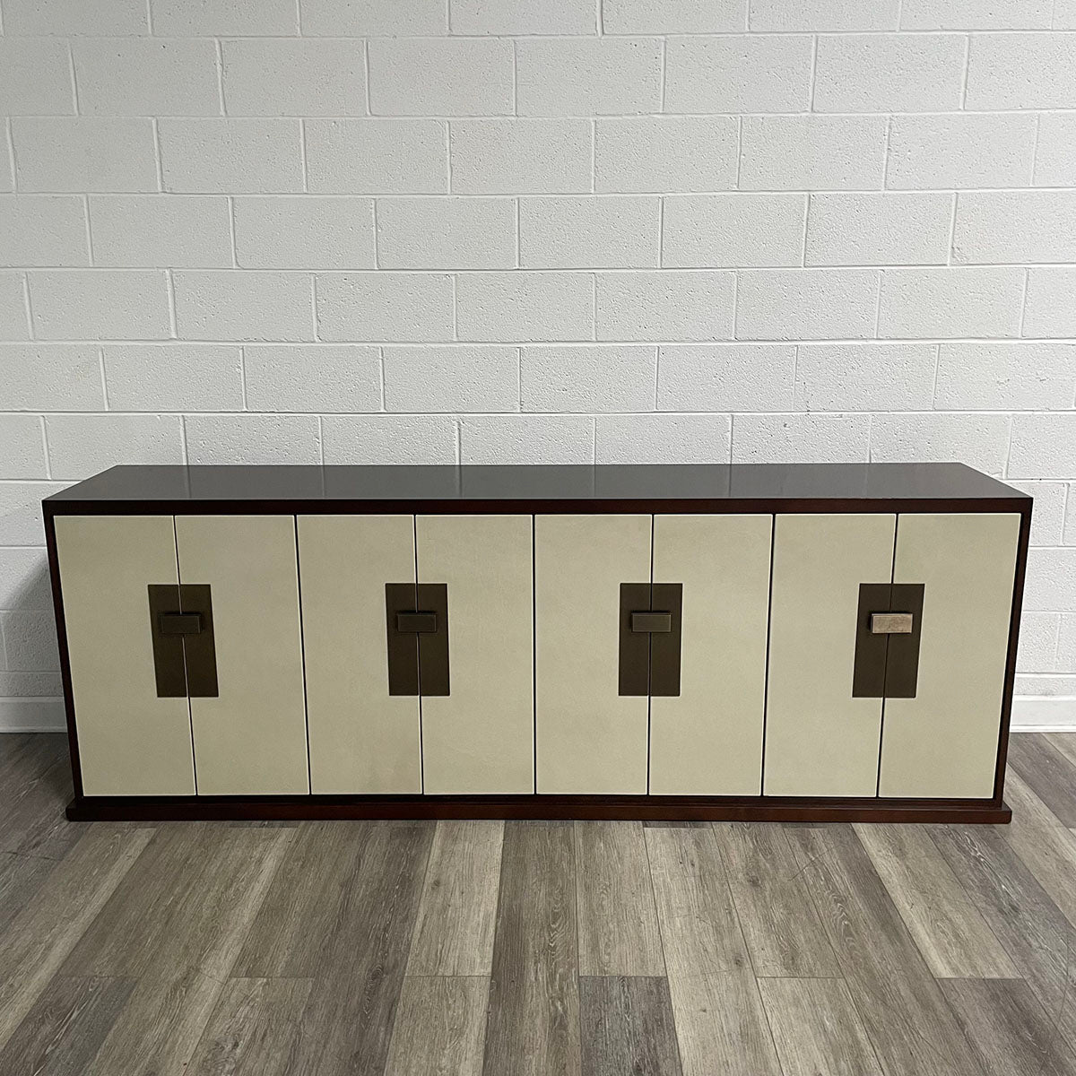 Sideboard with Leather Doors and Dark Wood