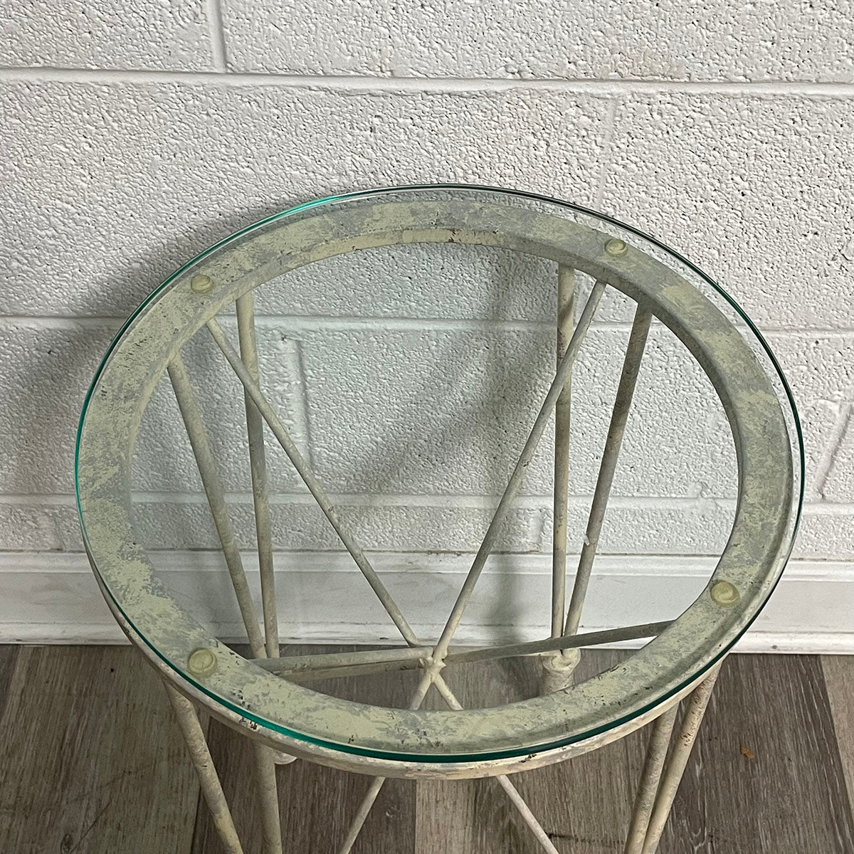 Round Glass-Top Side Table with Metal Frame