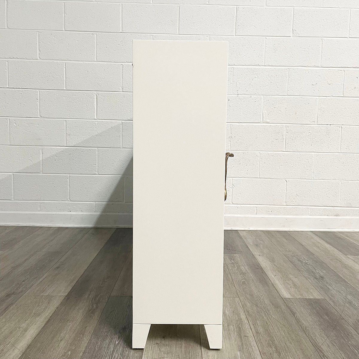 White Wood Sideboard with Raw Silk Panels