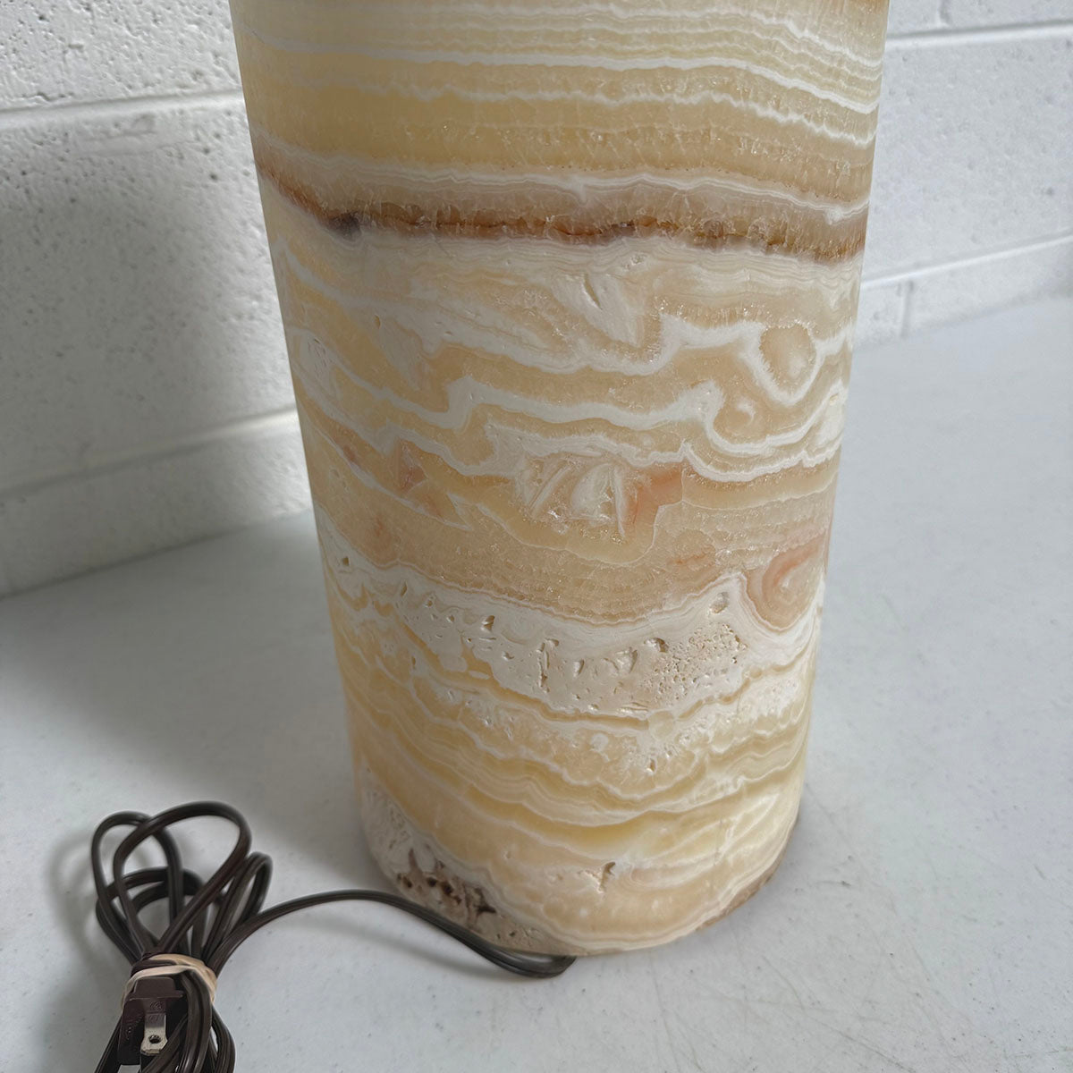 Cylindrical Shape Alabaster Table  Lamp, 18"