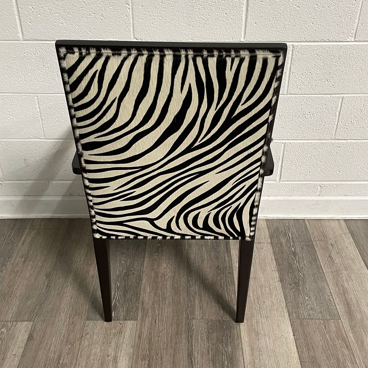 Pair of Zebra-Pattern Hair-On-Hide Upholstered Arm Chairs