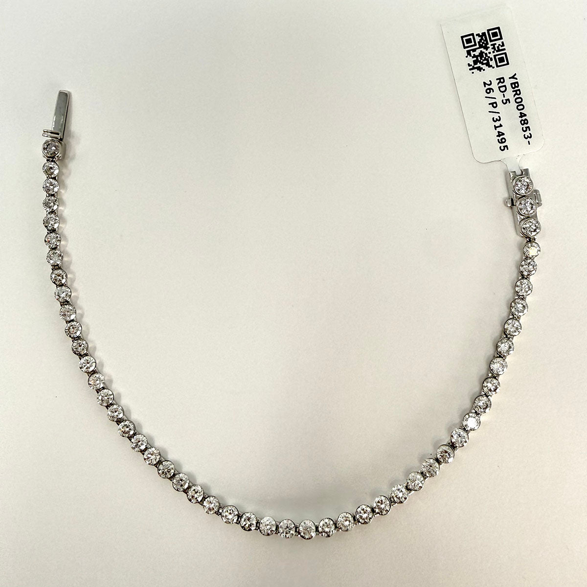 14K White Gold Bracelet with Round, Marquise and  Emerald Cut Lab  Diamonds