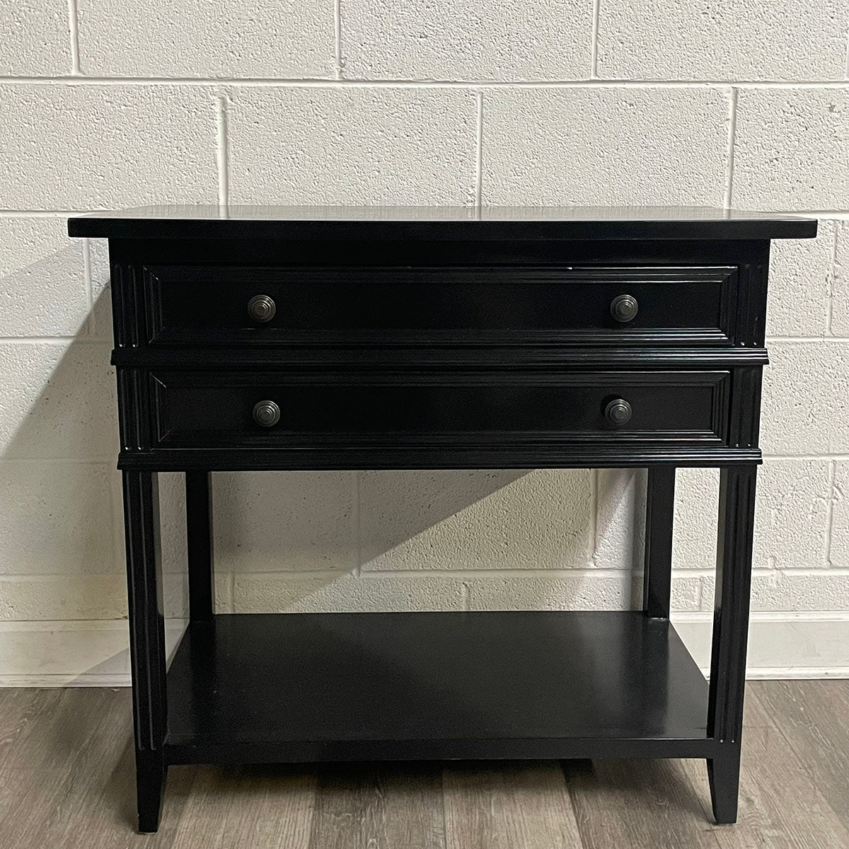 Black Wood 2-Drawer Side Table