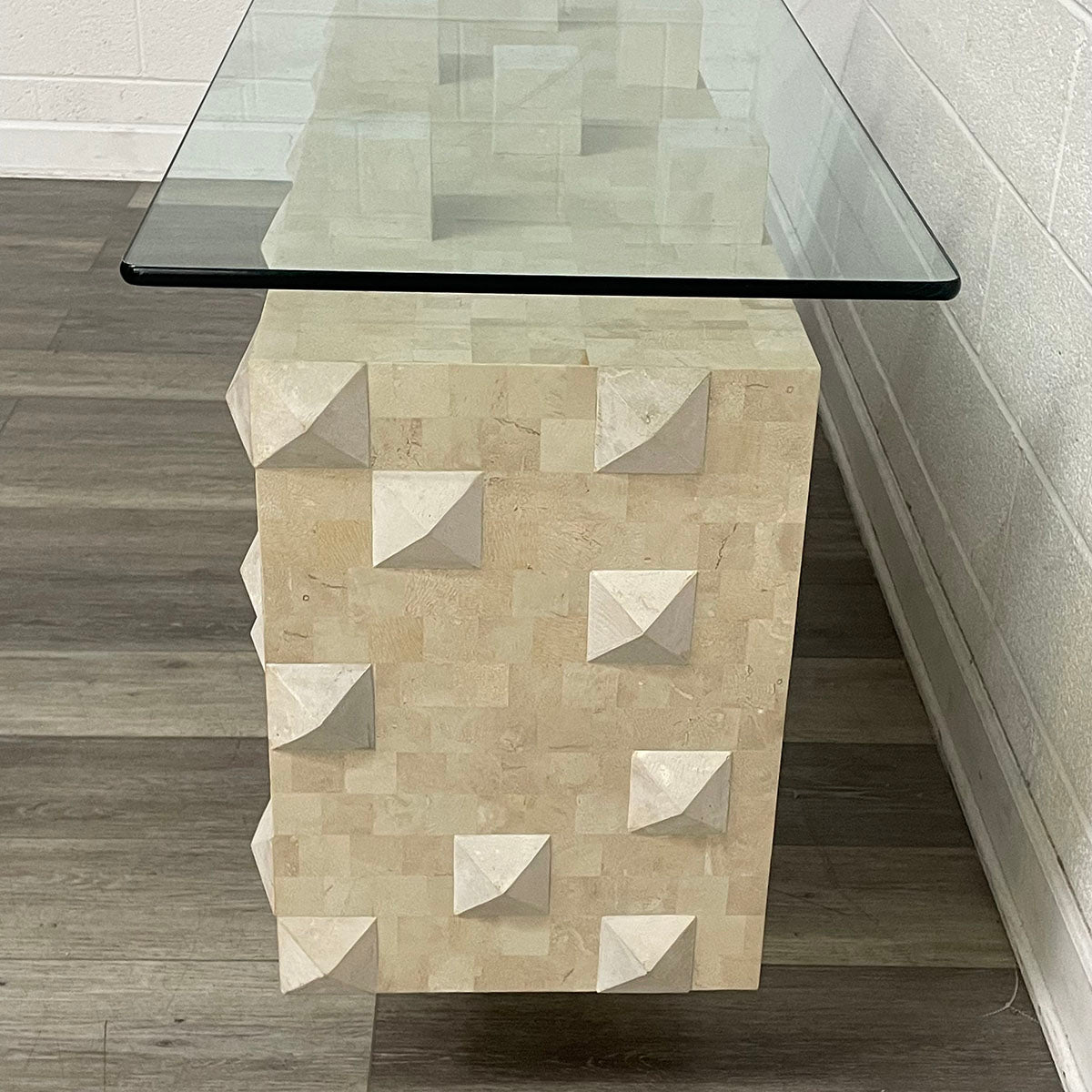 Glass Top Console with Sculptural base