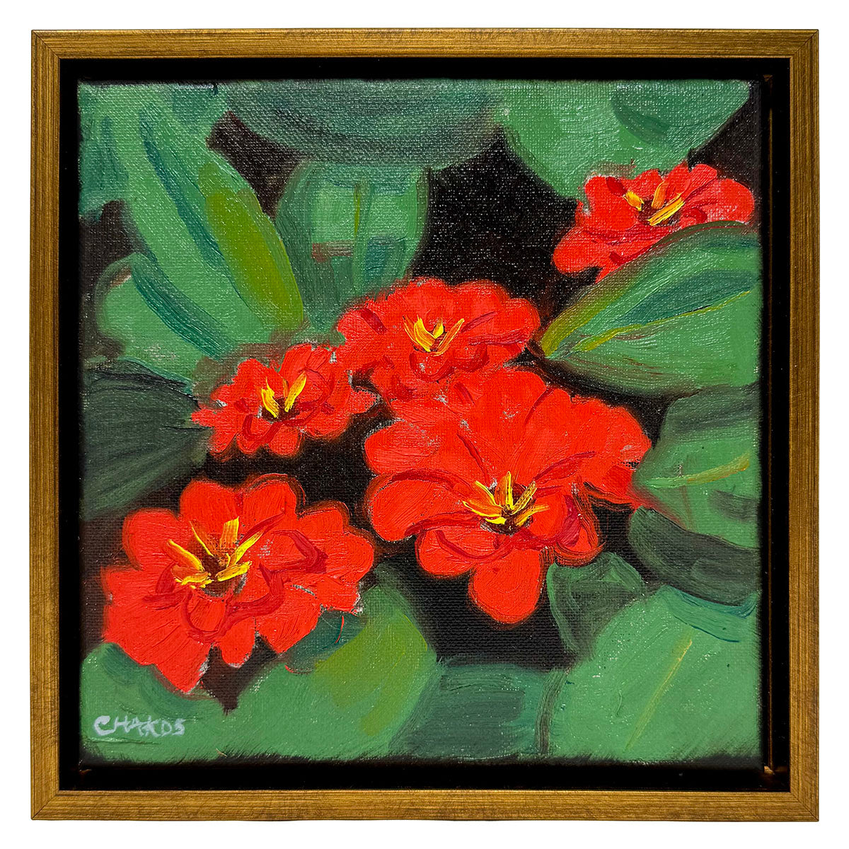 "Red Begonias" Painting Signed
