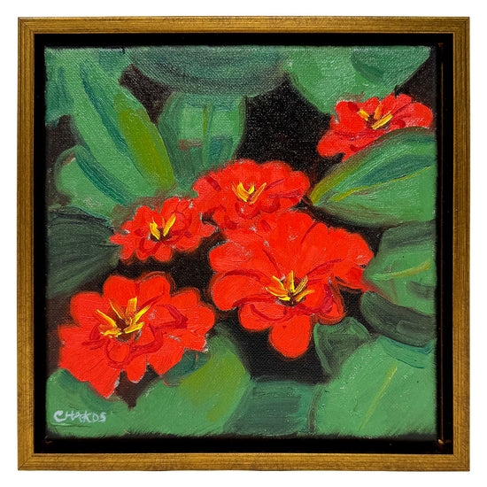 "Red Begonias" Painting Signed