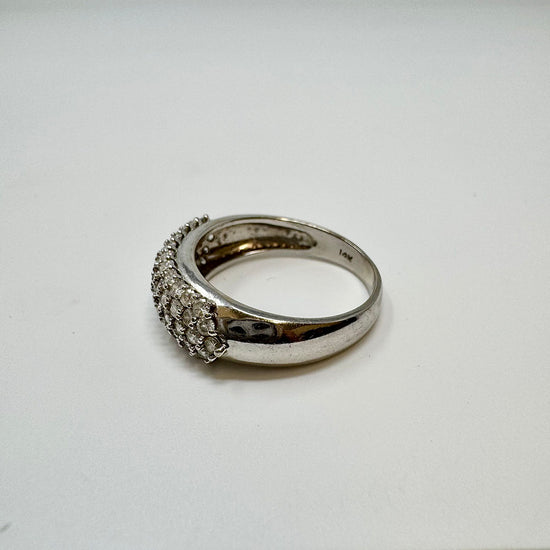 14K White Gold 5 Row Diamond Ring