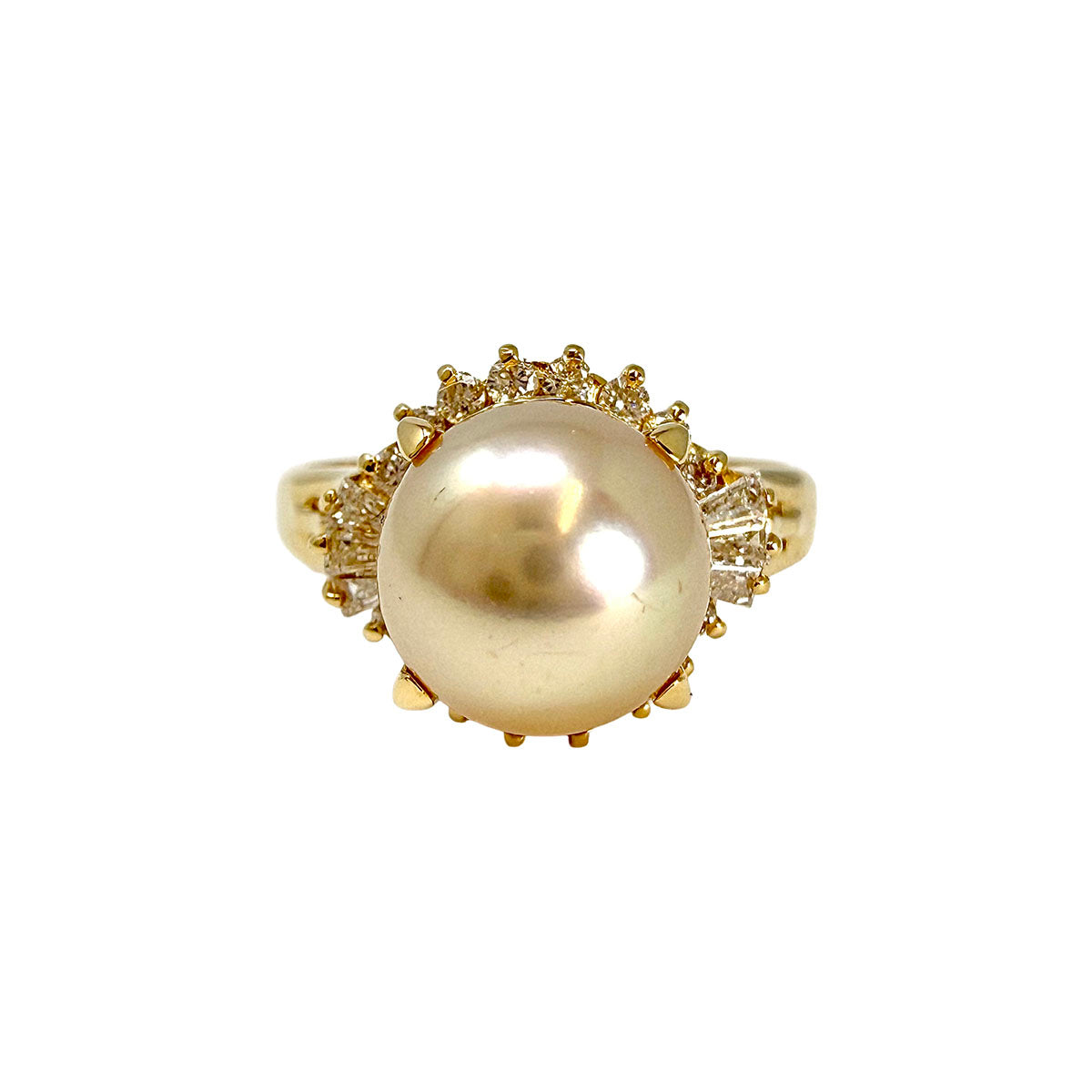 18K Gold Akoya Pearl and Diamond Ring