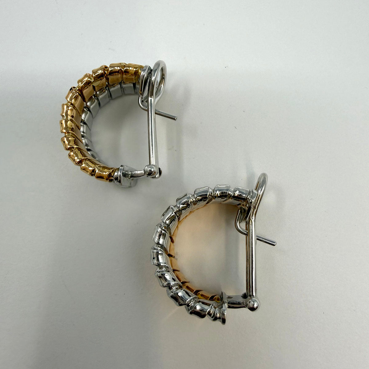 Weingrill 18K Rose and White Gold Hoop Earrings