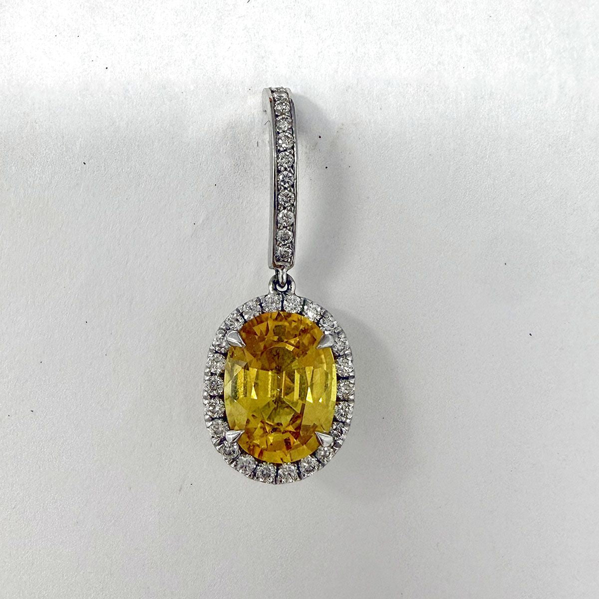 Platinum Drop Earrings with Yellow Sapphire and Diamonds