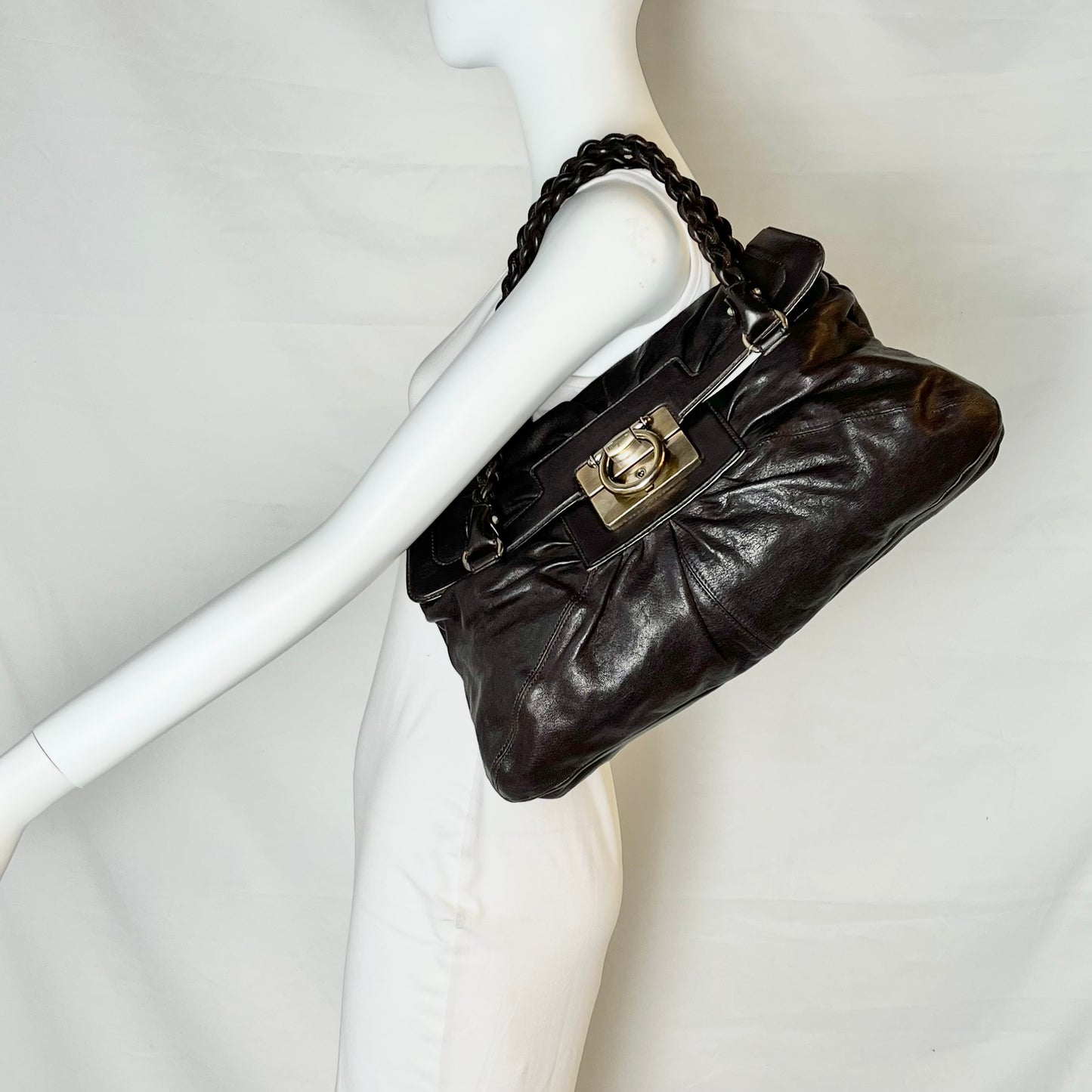 Ferragamo Shoulder Bag with Braided Handles