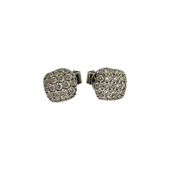 14K White Gold Stud Earrings with Pave Diamonds