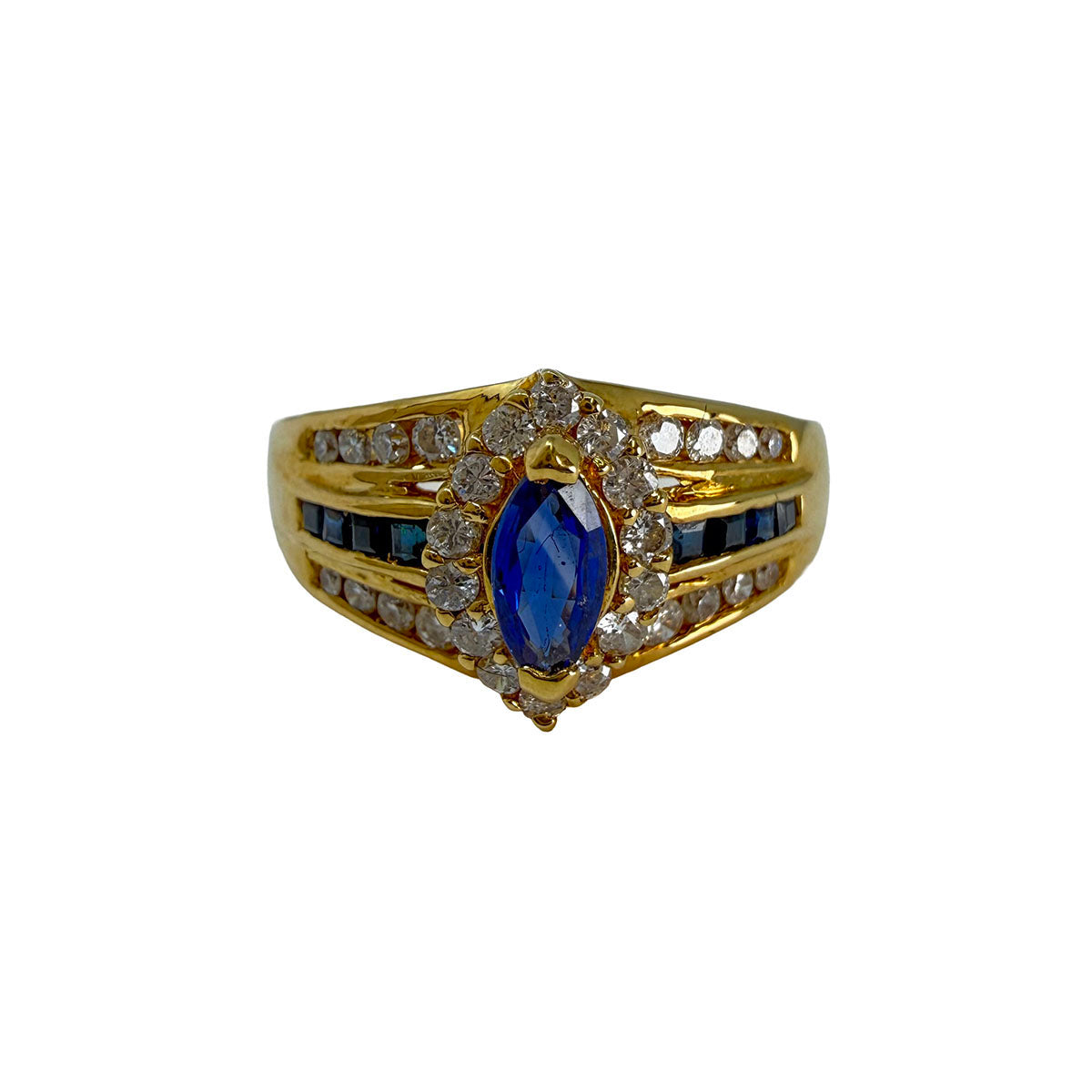 18K Gold Ring with Diamond and Sapphire