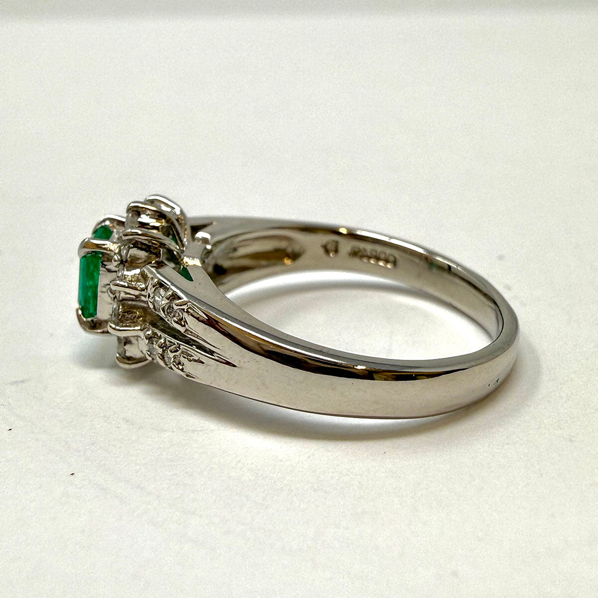 Platinum, Emerald and Diamond Ring