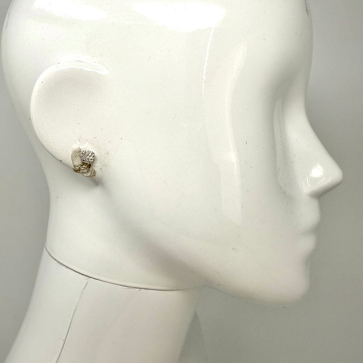 14K White Gold Stud Earrings with Pave Diamonds