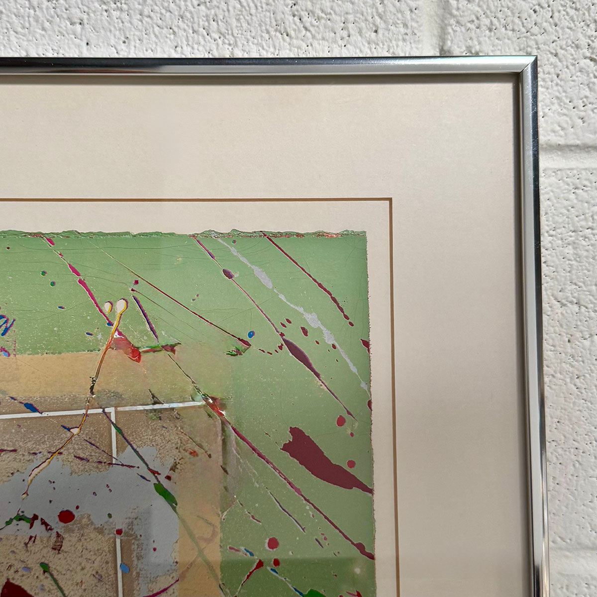 Framed Mixed Media "Abstract with Egg" Signed