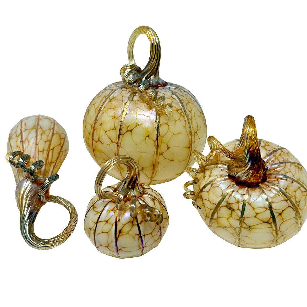 Set of 4 Glass Pumpkins/Gourds