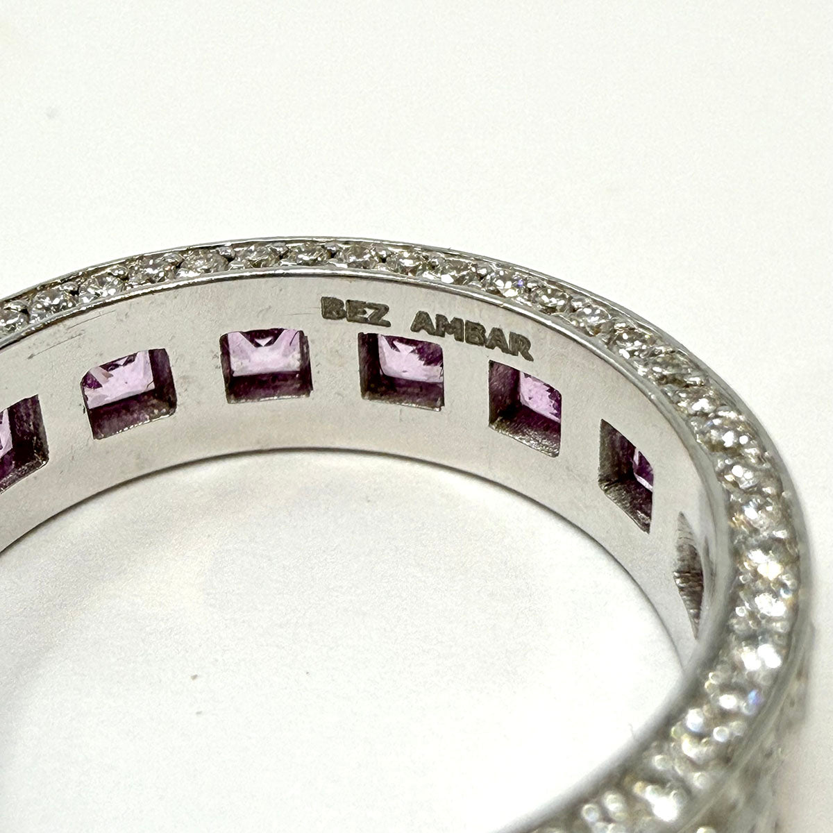 Bez Ambar 18K White Band with Diamond and Sapphire