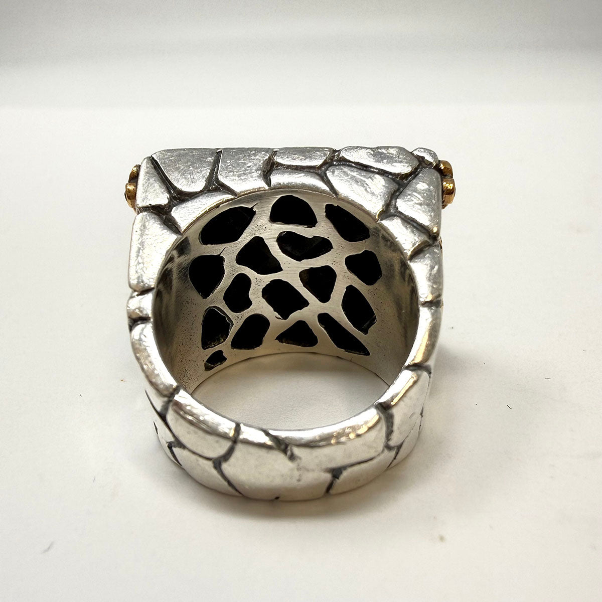 Sterling Silver Statement Ring with Onyx and Ruby