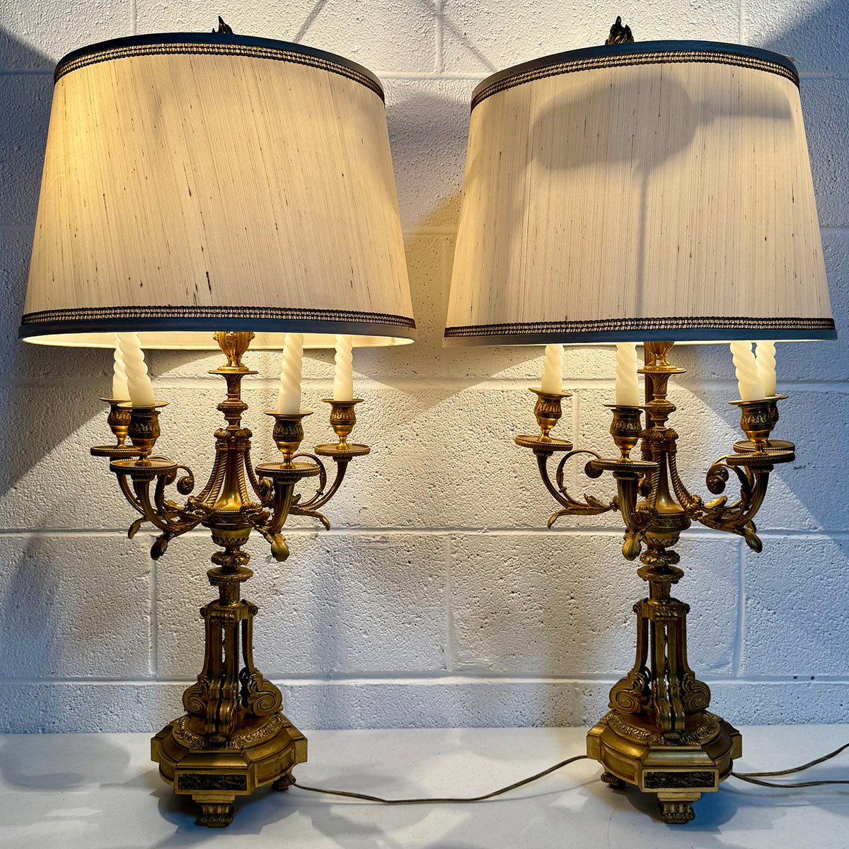 Pair of Antique French Style Candelabra Lamps