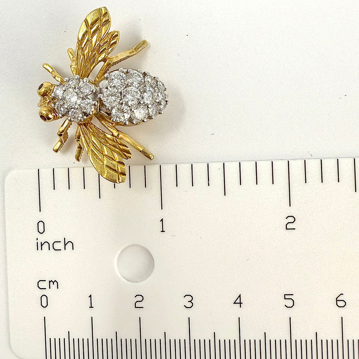Rosenthal 18K Gold Bee Pin with 19 Full Cut Diamonds