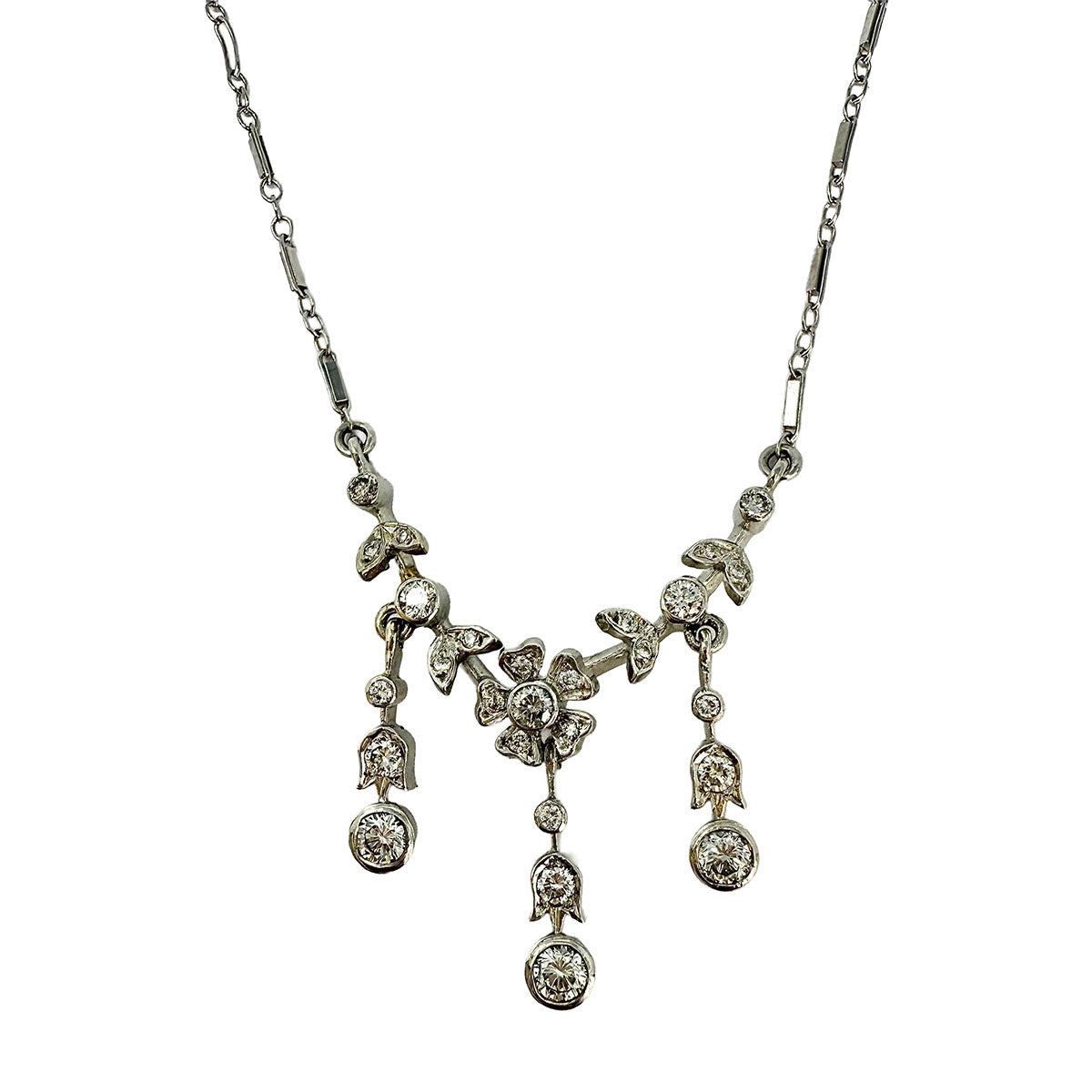 K. Goldschmidt 14K White Gold Necklace with 27 Diamonds