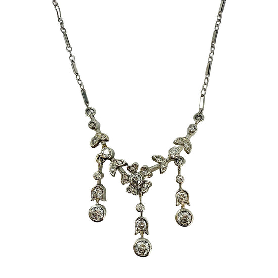 K. Goldschmidt 14K White Gold Necklace with 27 Diamonds
