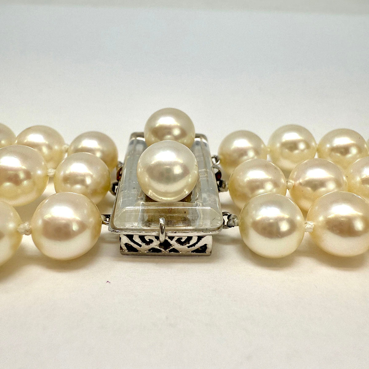 3 Strand Pearl Bracelet with Diamonds