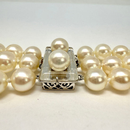 3 Strand Pearl Bracelet with Diamonds