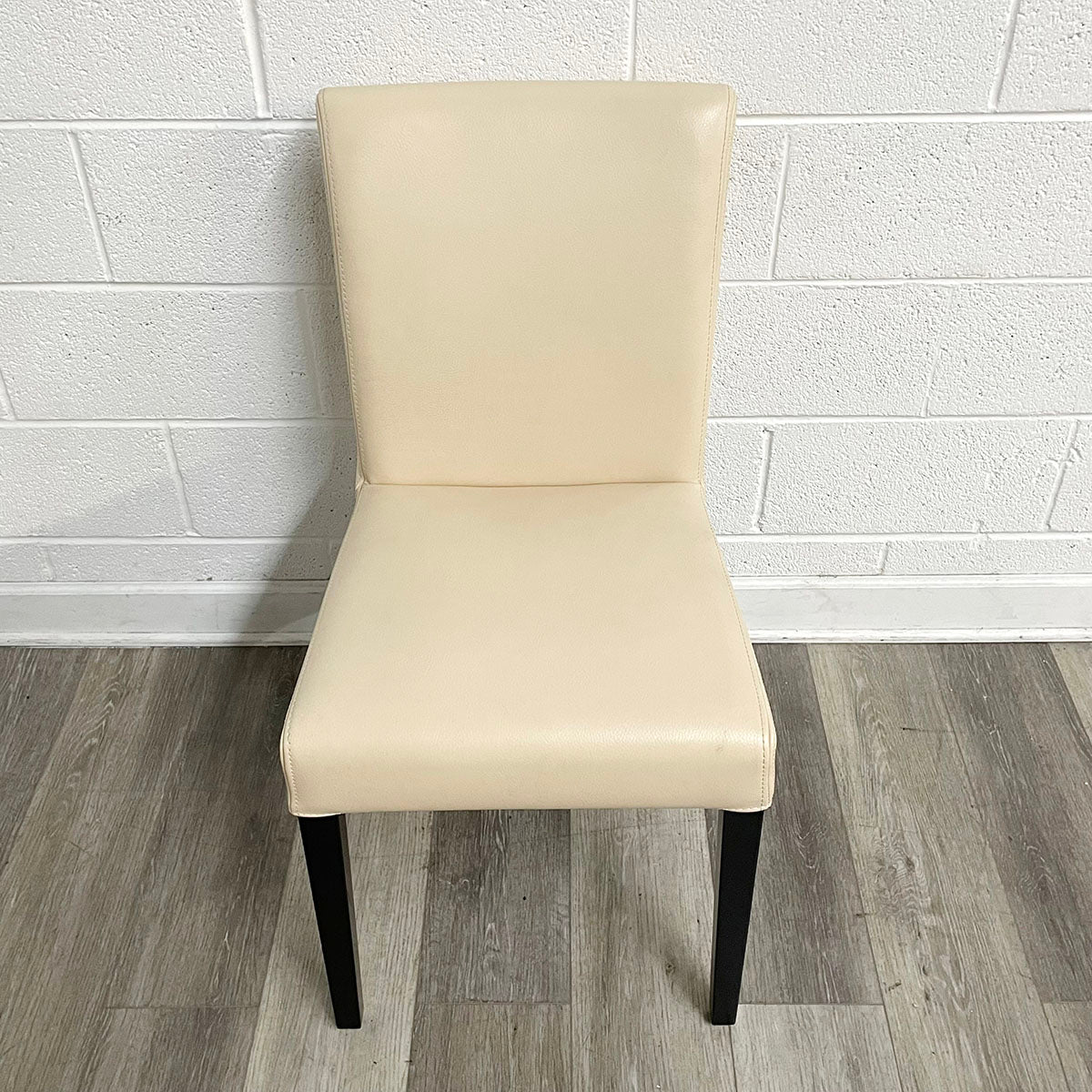 Set of 4 Crate & Barrel Cream Leather Dining Chairs